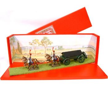 Caisson Gribeauval, 4 chevaux, en coffret diorama