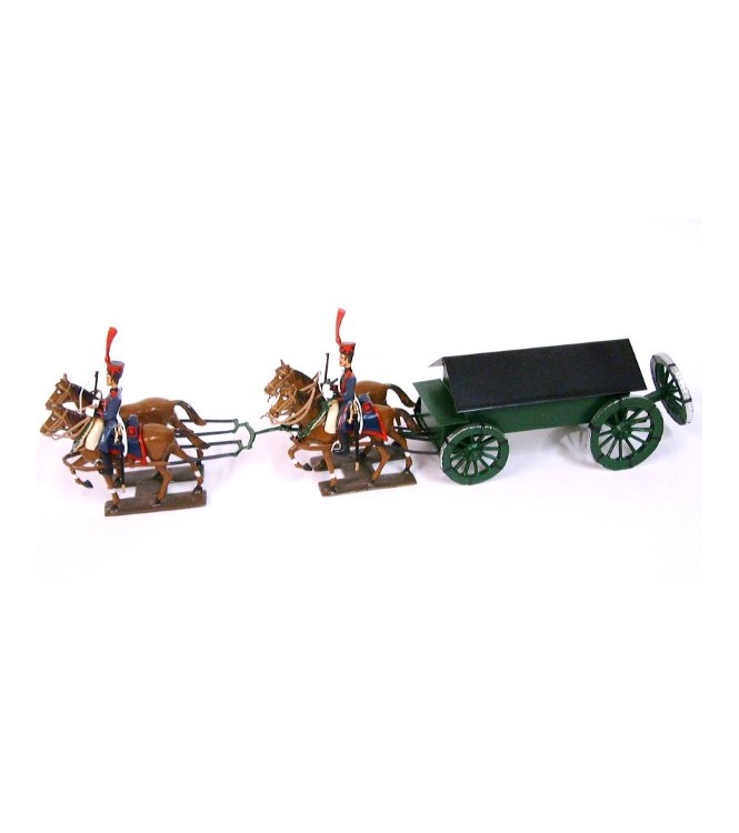 Caisson Gribeauval, 4 chevaux, en coffret diorama