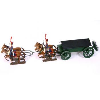 Caisson Gribeauval, 4 chevaux, en coffret diorama