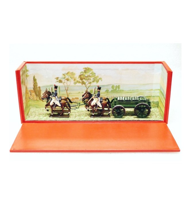 Transport de caissons, 4 chevaux, en coffret diorama
