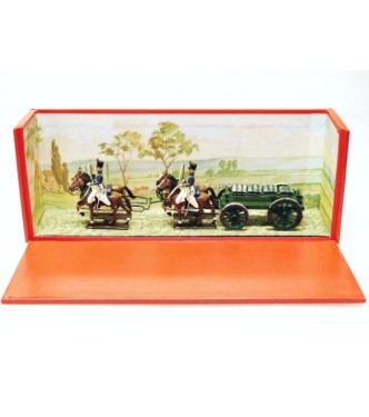 Transport de caissons, 4 chevaux, en coffret diorama
