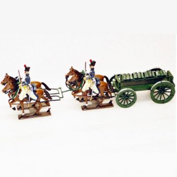 Transport de caissons, 4 chevaux, en coffret diorama