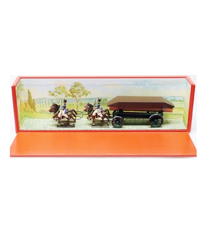 Pont de bateaux, 4 chevaux, en coffret diorama
