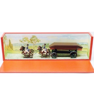 Pont de bateaux, 4 chevaux, en coffret diorama