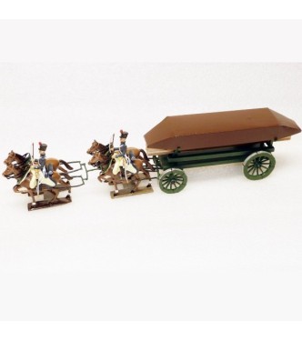 Pont de bateaux, 4 chevaux, en coffret diorama