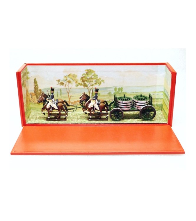 Transport de roues, 4 chevaux, en coffret diorama