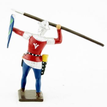 archer anglais avec lance en l'air et bouclier