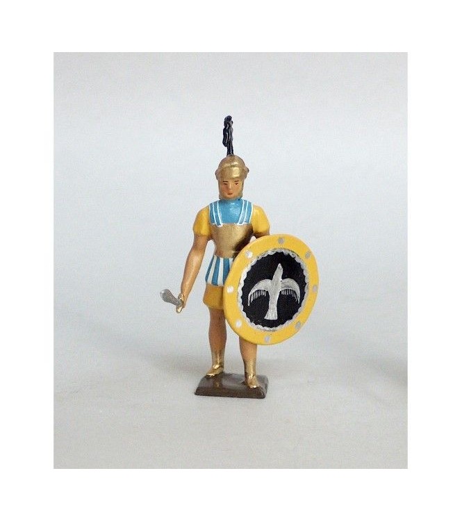 grec avec glaive et bouclier, tunique jaune