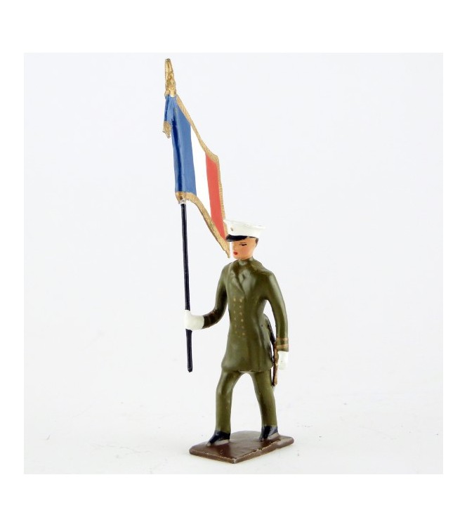 drapeau des fusiliers marins en tunique kaki