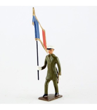 drapeau des fusiliers marins en tunique kaki