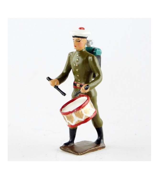 tambour des fusiliers marins en tunique kaki