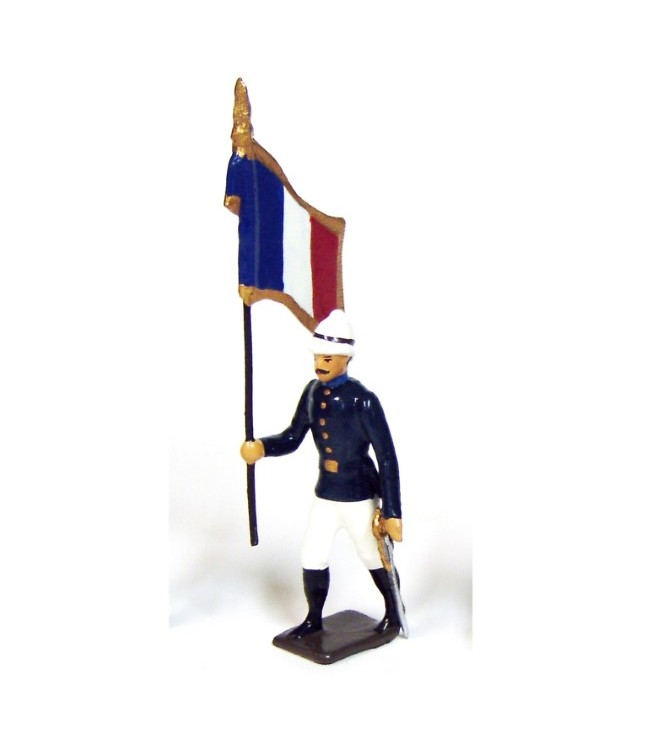drapeau des tirailleurs sénégalais, tenue bleu et blanc - troupes coloniales