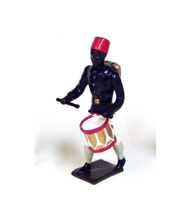 tambour des tirailleurs sénégalais, tenue bleu et blanc - troupes coloniales