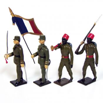 Tirailleurs sénégalais, tenue kaki - armée d'Afrique, ensemble de 4 figurines
