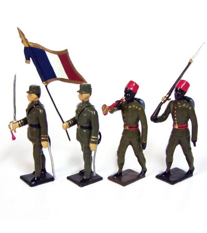 Tirailleurs sénégalais, tenue kaki - armée d'Afrique, ensemble de 4 figurines