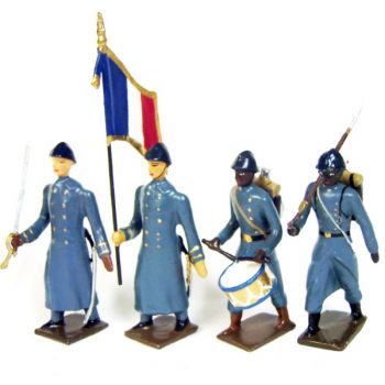 Tirailleurs sénégalais, tenue bleu horizon, ensemble de 4 figurines