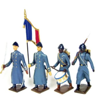 Tirailleurs sénégalais, tenue bleu horizon, ensemble de 4 figurines