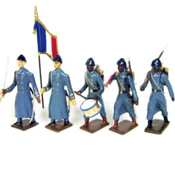 Tirailleurs sénégalais, tenue bleu horizon, ensemble de 5 figurines