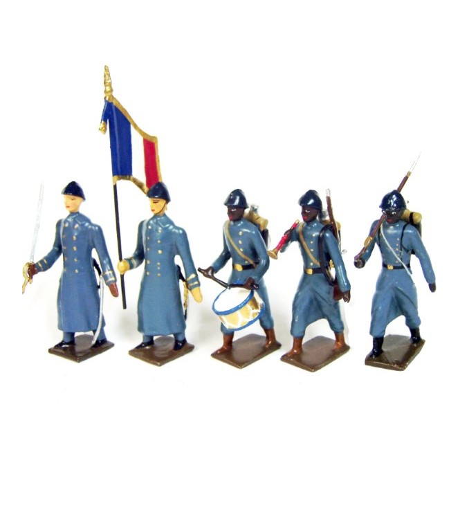 Tirailleurs sénégalais, tenue bleu horizon, ensemble de 5 figurines