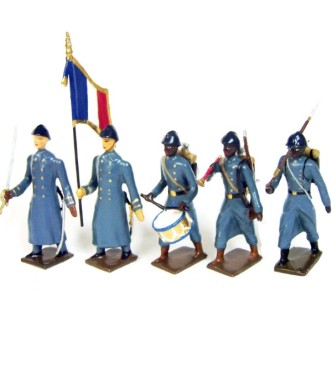 Tirailleurs sénégalais, tenue bleu horizon, ensemble de 5 figurines