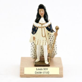 Louis XIV en tenue de Sacre, sur socle bois