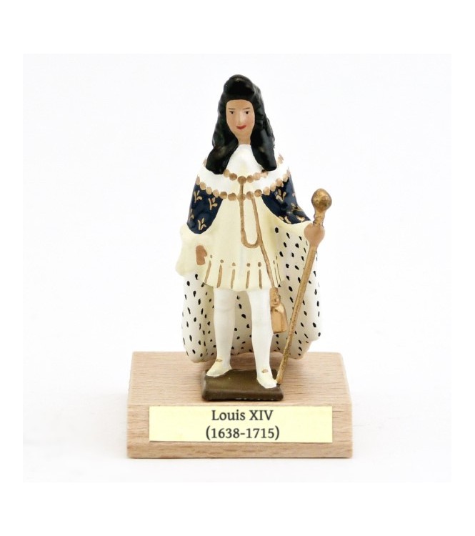 Louis XIV en tenue de Sacre, sur socle bois