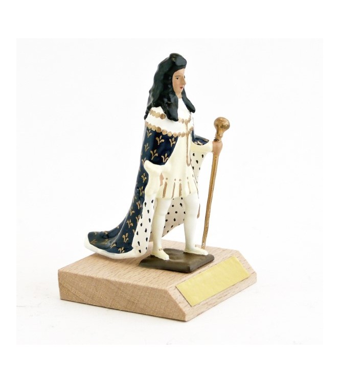 Louis XIV en tenue de Sacre, sur socle bois