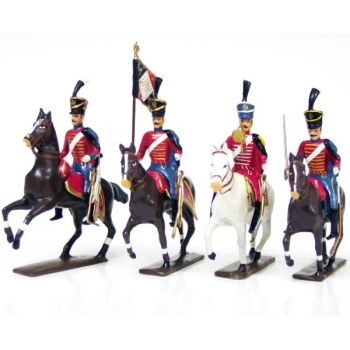 ensemble de 4 cavaliers - Hussards 9ème rgt (1808)