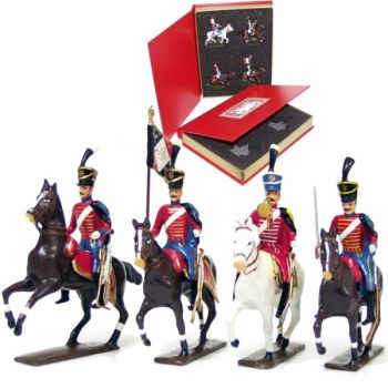 coffret de 4 cavaliers - Hussards 9ème rgt (1808)