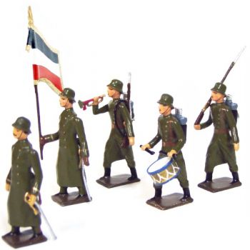 Infanterie allemande avec casque acier (stahlhelm), ensemble de 5 figurines