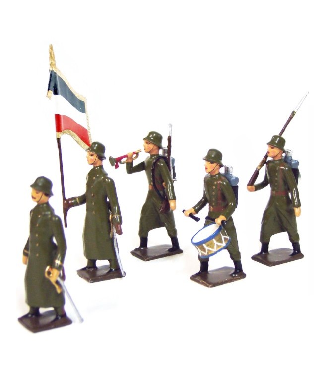 Infanterie allemande avec casque acier (stahlhelm), ensemble de 5 figurines