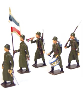 Infanterie allemande avec casque acier (stahlhelm), ensemble de 5 figurines