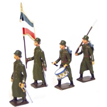 Infanterie allemande avec casque acier (stahlhelm), ensemble de 4 figurines
