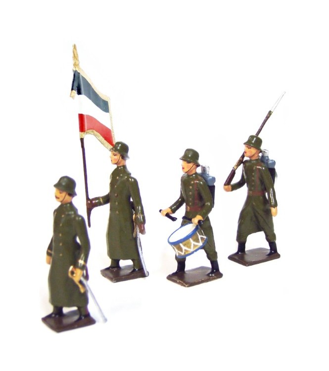 Infanterie allemande avec casque acier (stahlhelm), ensemble de 4 figurines