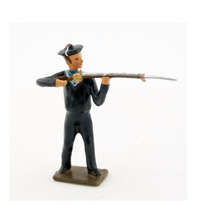 matelot des marins bleus au feu, fusil en joue