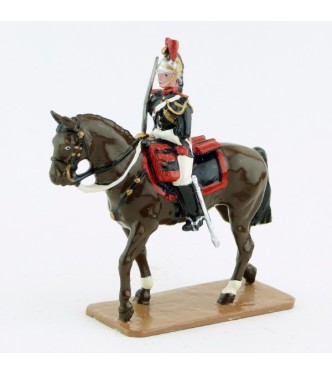 Cavalier sur cheval marron (bai) au pas - Garde Republicaine À Cheval (S.E.A)