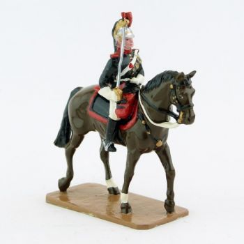 Cavalier sur cheval marron (bai) au pas - Garde Republicaine À Cheval (S.E.A)