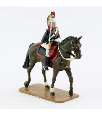 Cavalier sur cheval marron (bai) au pas - Garde Republicaine À Cheval (S.E.A)