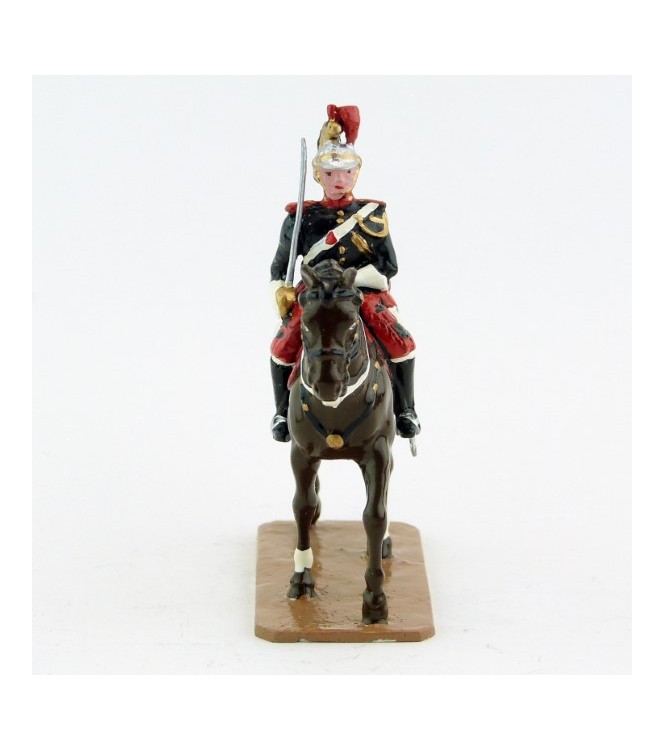 Cavalier sur cheval marron (bai) au pas - Garde Republicaine À Cheval (S.E.A)