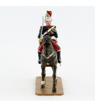 Cavalier sur cheval marron (bai) au pas - Garde Republicaine À Cheval (S.E.A)