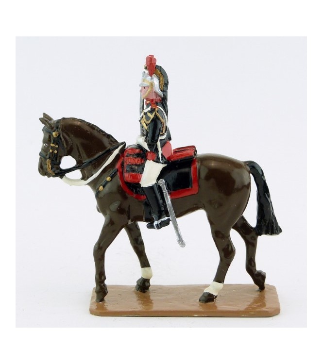 Cavalier sur cheval marron (bai) au pas - Garde Republicaine À Cheval (S.E.A)