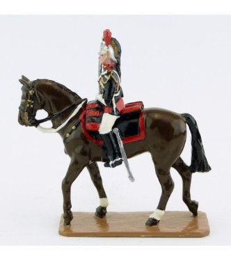 Cavalier sur cheval marron (bai) au pas - Garde Republicaine À Cheval (S.E.A)