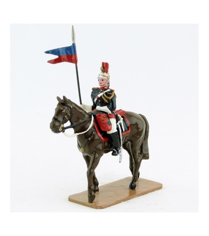 Lancier sur cheval marron (bai) au pas - Garde Republicaine À Cheval (S.E.A)