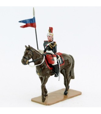 Lancier sur cheval marron (bai) au pas - Garde Republicaine À Cheval (S.E.A)