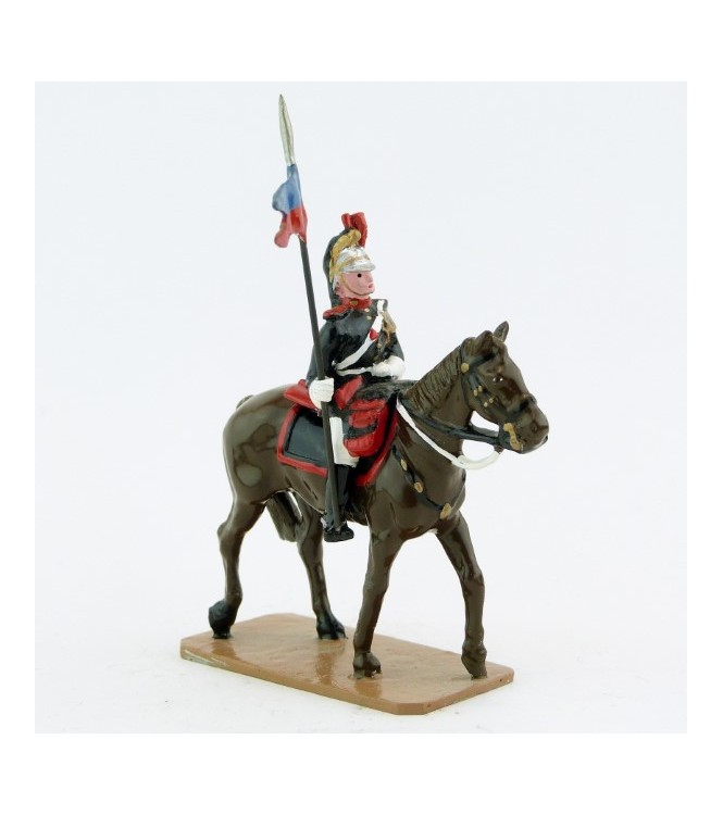 Lancier sur cheval marron (bai) au pas - Garde Republicaine À Cheval (S.E.A)
