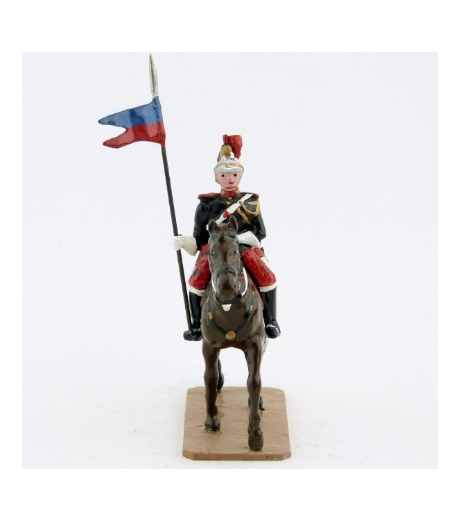 Lancier sur cheval marron (bai) au pas - Garde Republicaine À Cheval (S.E.A)
