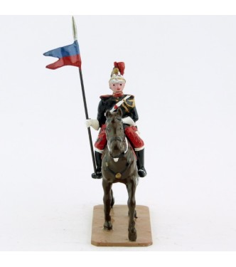 Lancier sur cheval marron (bai) au pas - Garde Republicaine À Cheval (S.E.A)