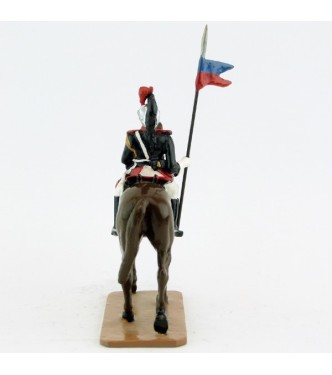 Lancier sur cheval marron (bai) au pas - Garde Republicaine À Cheval (S.E.A)