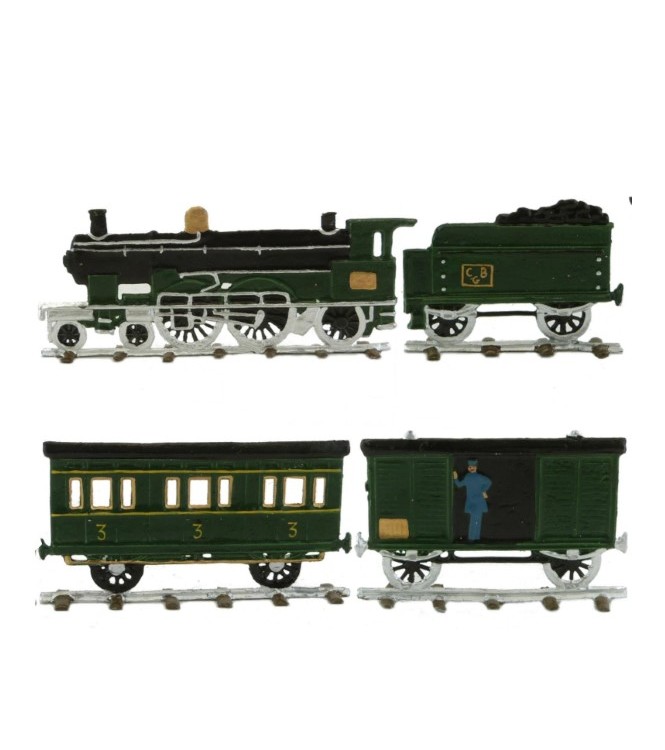 Train à vapeur plat pour saynètes demi-ronde bosse (4 p.)