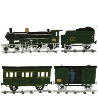 Train à vapeur plat pour saynètes demi-ronde bosse (4 p.)